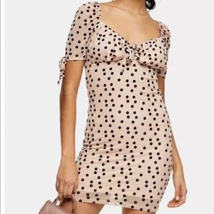 TOPSHOP mini dress pink with black polka dots